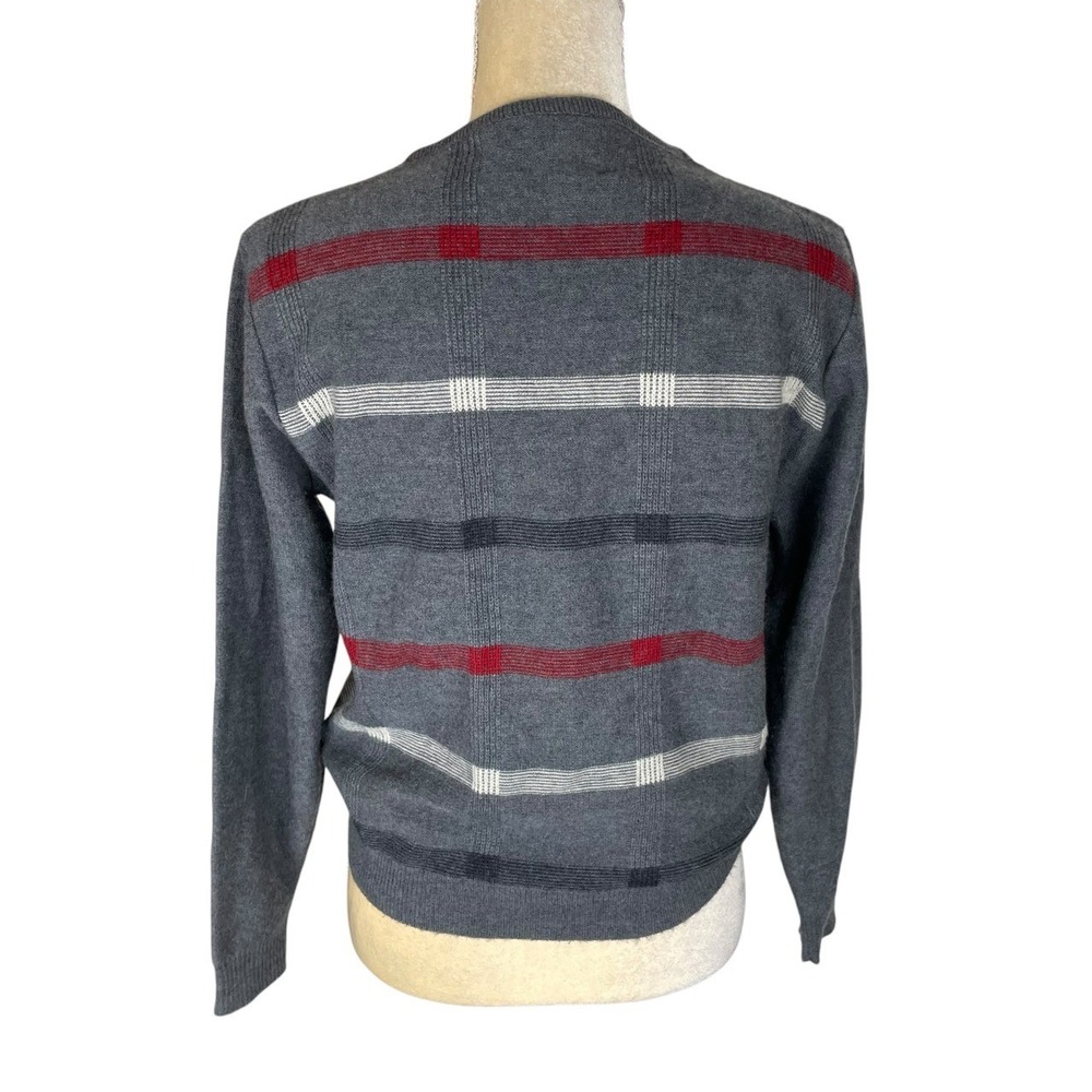 Pendleton‎ Gray Virgin Wool Crew Neck Sweater Red White Blue Stripes Women's M - Picture 3 of 7